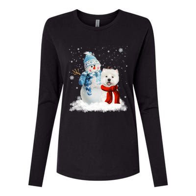 Funny Westie Dog Christmas Snow Christmas Pajama Gift Womens Cotton Relaxed Long Sleeve T-Shirt