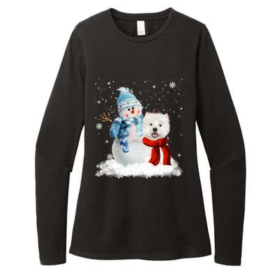 Funny Westie Dog Christmas Snow Christmas Pajama Gift Womens CVC Long Sleeve Shirt