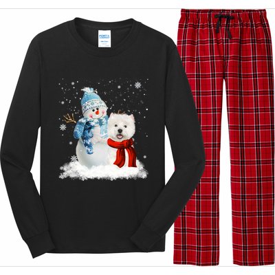 Funny Westie Dog Christmas Snow Christmas Pajama Gift Long Sleeve Pajama Set