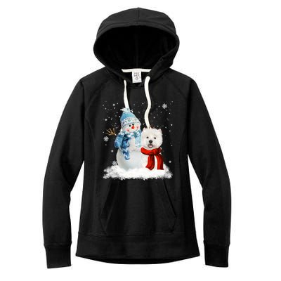 Funny Westie Dog Christmas Snow Christmas Pajama Gift Women's Fleece Hoodie