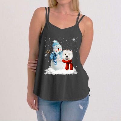 Funny Westie Dog Christmas Snow Christmas Pajama Gift Women's Strappy Tank