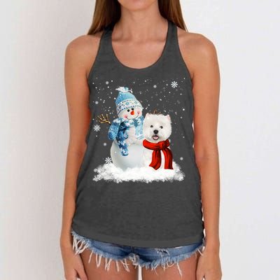 Funny Westie Dog Christmas Snow Christmas Pajama Gift Women's Knotted Racerback Tank