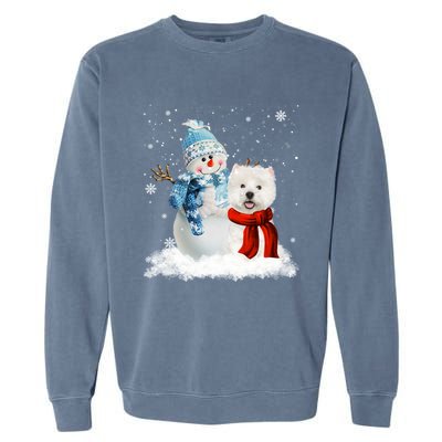 Funny Westie Dog Christmas Snow Christmas Pajama Gift Garment-Dyed Sweatshirt