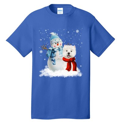 Funny Westie Dog Christmas Snow Christmas Pajama Gift Tall T-Shirt