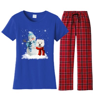 Funny Westie Dog Christmas Snow Christmas Pajama Gift Women's Flannel Pajama Set