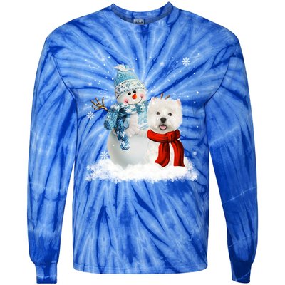 Funny Westie Dog Christmas Snow Christmas Pajama Gift Tie-Dye Long Sleeve Shirt