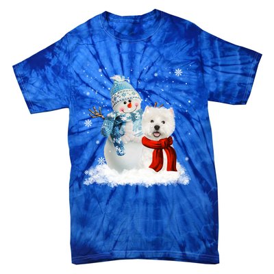 Funny Westie Dog Christmas Snow Christmas Pajama Gift Tie-Dye T-Shirt