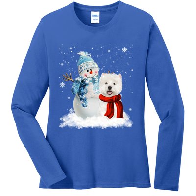 Funny Westie Dog Christmas Snow Christmas Pajama Gift Ladies Long Sleeve Shirt