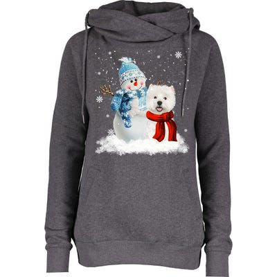 Funny Westie Dog Christmas Snow Christmas Pajama Gift Womens Funnel Neck Pullover Hood