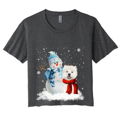 Funny Westie Dog Christmas Snow Christmas Pajama Gift Women's Crop Top Tee