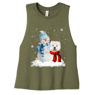 Funny Westie Dog Christmas Snow Christmas Pajama Gift Women's Racerback Cropped Tank