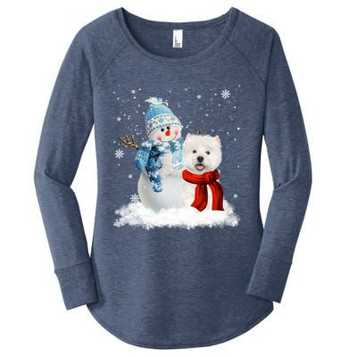 Funny Westie Dog Christmas Snow Christmas Pajama Gift Women's Perfect Tri Tunic Long Sleeve Shirt