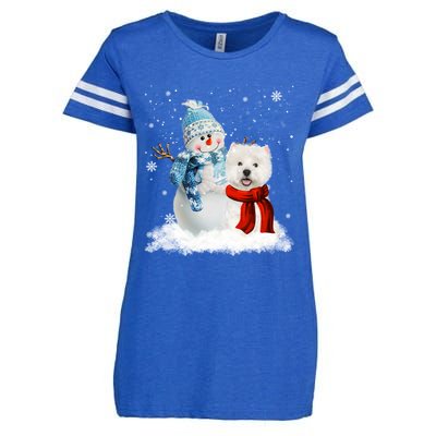 Funny Westie Dog Christmas Snow Christmas Pajama Gift Enza Ladies Jersey Football T-Shirt