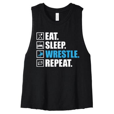 Funny Wrestling Designs For Wrestle Athlete Fans Women's Racerback Cropped Tank