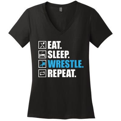 Funny Wrestling Designs For Wrestle Athlete Fans Women's V-Neck T-Shirt