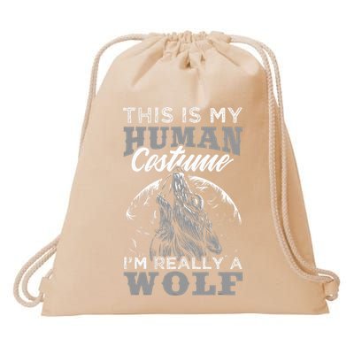 Funny Wolf Design Human Costume IM A Wolf Drawstring Bag