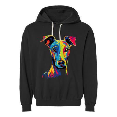 Funny Whippet Dog Mom or Dad Colorful Puppy Art Lover Black Garment-Dyed Fleece Hoodie