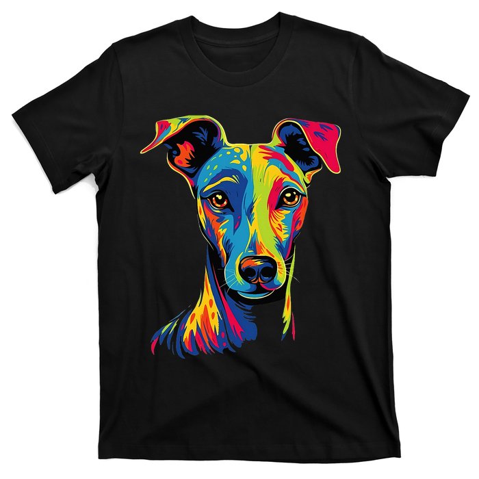 Funny Whippet Dog Mom or Dad Colorful Puppy Art Lover Black T-Shirt