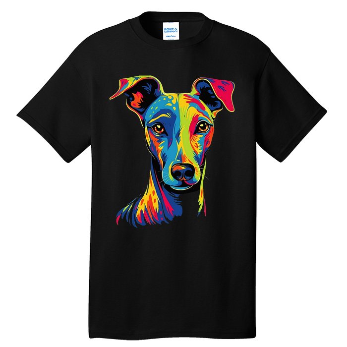 Funny Whippet Dog Mom or Dad Colorful Puppy Art Lover Black Tall T-Shirt