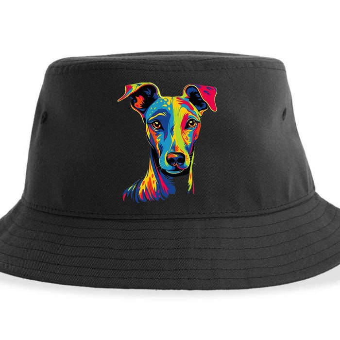 Funny Whippet Dog Mom or Dad Colorful Puppy Art Lover Black Sustainable Bucket Hat