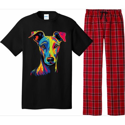 Funny Whippet Dog Mom or Dad Colorful Puppy Art Lover Black Pajama Set