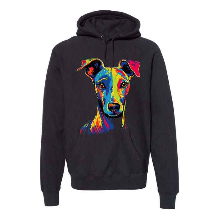 Funny Whippet Dog Mom or Dad Colorful Puppy Art Lover Black Premium Hoodie