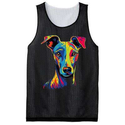 Funny Whippet Dog Mom or Dad Colorful Puppy Art Lover Black Mesh Reversible Basketball Jersey Tank