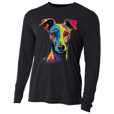 Funny Whippet Dog Mom or Dad Colorful Puppy Art Lover Black Cooling Performance Long Sleeve Crew