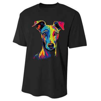 Funny Whippet Dog Mom or Dad Colorful Puppy Art Lover Black Performance Sprint T-Shirt