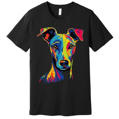 Funny Whippet Dog Mom or Dad Colorful Puppy Art Lover Black Premium T-Shirt