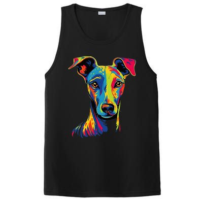 Funny Whippet Dog Mom or Dad Colorful Puppy Art Lover Black PosiCharge Competitor Tank