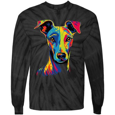 Funny Whippet Dog Mom or Dad Colorful Puppy Art Lover Black Tie-Dye Long Sleeve Shirt