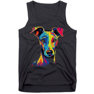 Funny Whippet Dog Mom or Dad Colorful Puppy Art Lover Black Tank Top