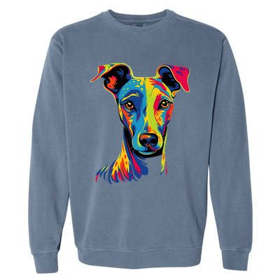 Funny Whippet Dog Mom or Dad Colorful Puppy Art Lover Black Garment-Dyed Sweatshirt