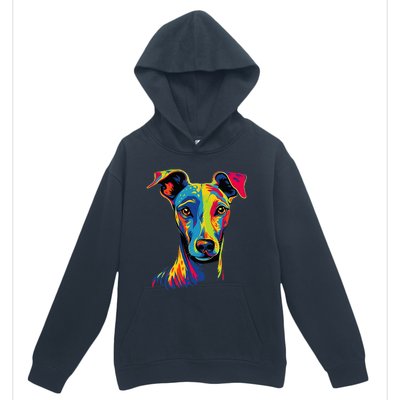 Funny Whippet Dog Mom or Dad Colorful Puppy Art Lover Black Urban Pullover Hoodie