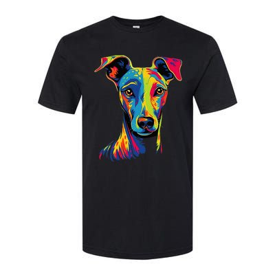 Funny Whippet Dog Mom or Dad Colorful Puppy Art Lover Black Softstyle CVC T-Shirt