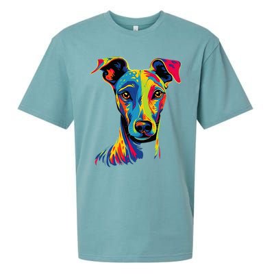 Funny Whippet Dog Mom or Dad Colorful Puppy Art Lover Black Sueded Cloud Jersey T-Shirt