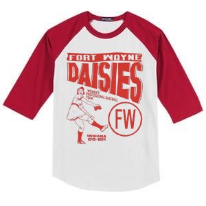 Fort Wayne Daisies Women Professional Baseball Team 1945 Kids Colorblock Raglan Jersey