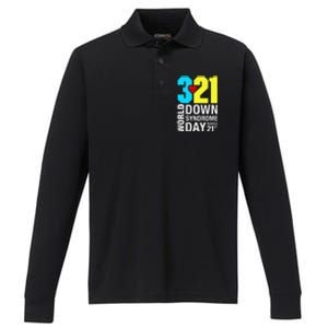 Funny World Down Syndrome Day March 21st Performance Long Sleeve Polo