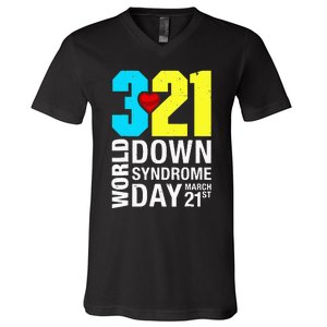 Funny World Down Syndrome Day March 21st V-Neck T-Shirt