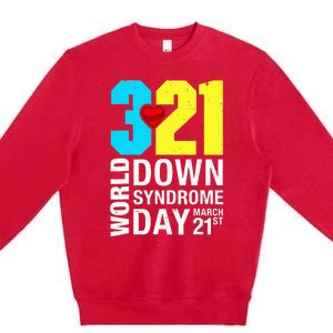 Funny World Down Syndrome Day March 21st Premium Crewneck Sweatshirt