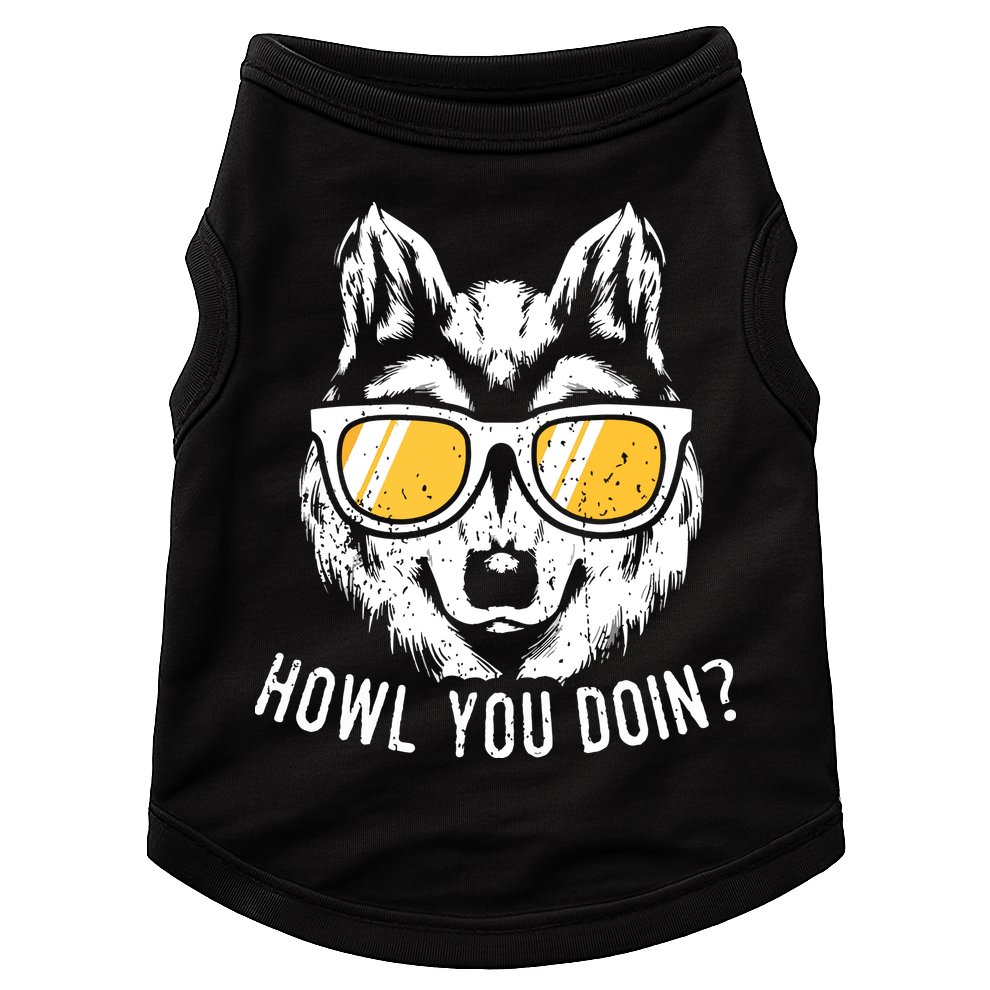 Funny Wolf Design Howl You Doin Wolves Doggie Tank