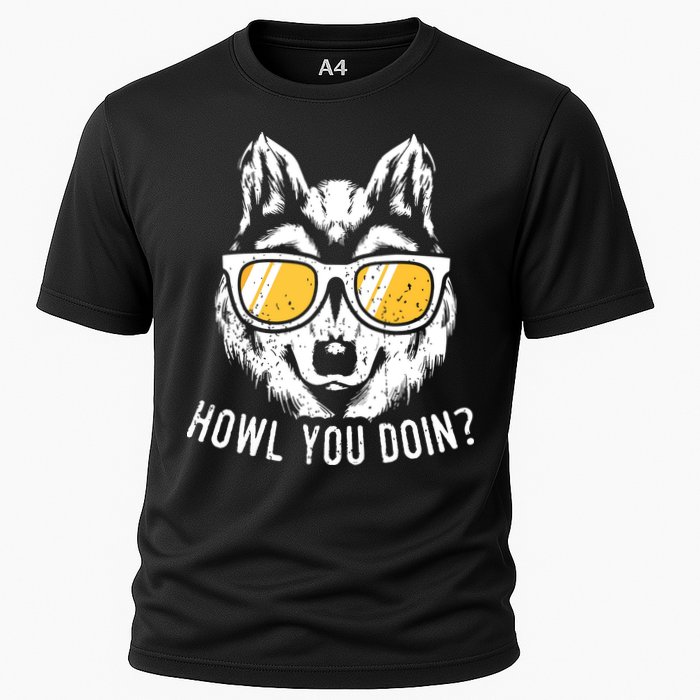 Funny Wolf Design Howl You Doin Wolves Cooling Performance Crew T-Shirt