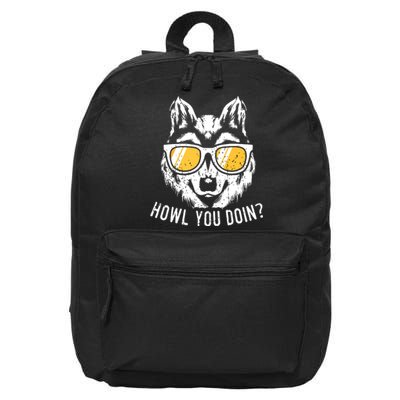 Funny Wolf Design Howl You Doin Wolves 16 in Basic Backpack