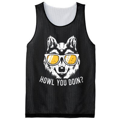 Funny Wolf Design Howl You Doin Wolves Mesh Reversible Basketball Jersey Tank