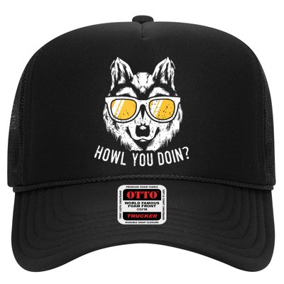 Funny Wolf Design Howl You Doin Wolves Trucker Hat