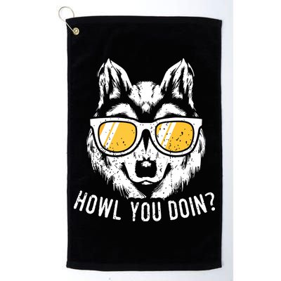 Funny Wolf Design Howl You Doin Wolves Golf Towel