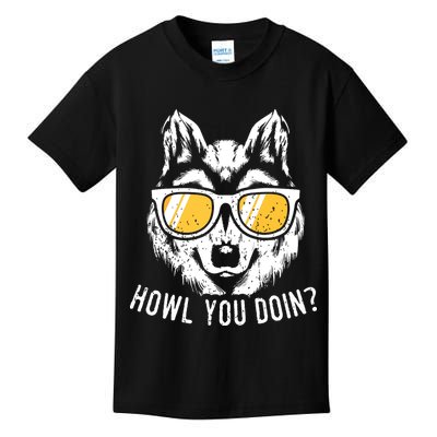 Funny Wolf Design Howl You Doin Wolves Kids T-Shirt