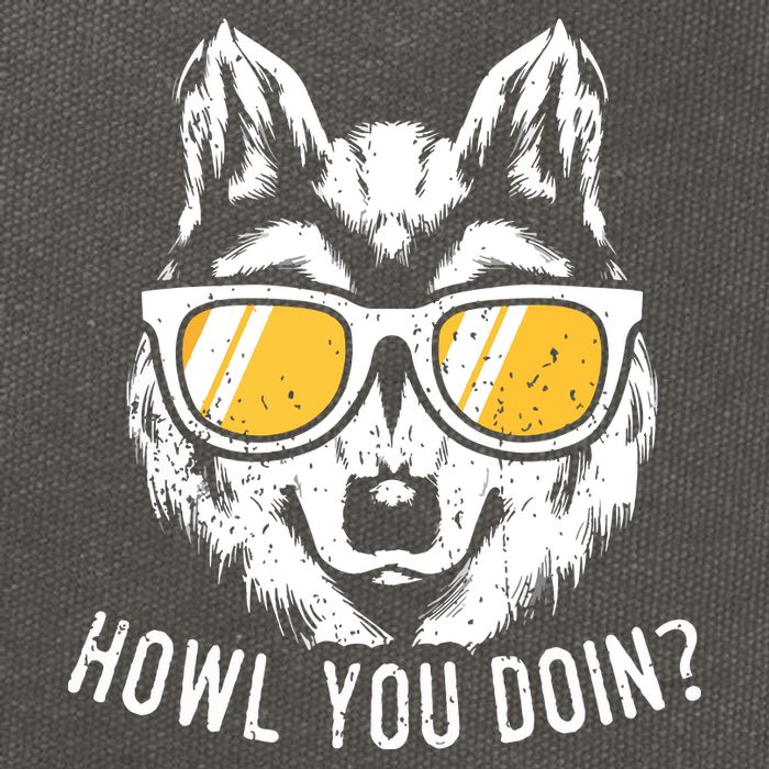 Funny Wolf Design Howl You Doin Wolves Cotton Canvas Backpack