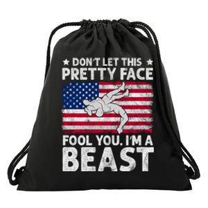 Funny Wrestle DonT Let This Pretty Face Fool You Im A Beast Drawstring Bag